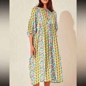 Boho floral print lantern sleeve mini dress